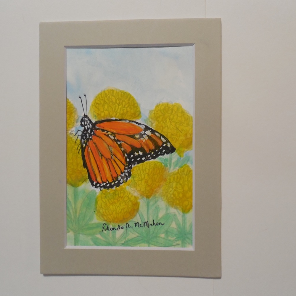 Monarch Butterfly on Milkweed Watercolor Original Painting - Picture 3 of 6